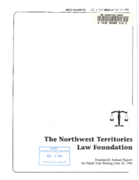 010-13(4) - The Northwest Territories Law Foundation Fourteenth Annual Report for Fiscal Year Ending June 30, 1996