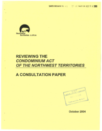 061-15(4) - Reviewing the Condominium Act of The Northwest Territories: A Consultation Paper