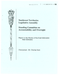 CR 03-14(6) - Report on the Review of the Draft 2003-2004 Main Estimates