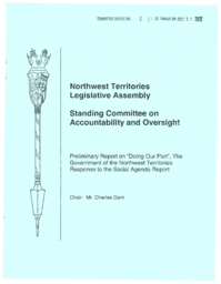 CR 02-14(6) - Preliminary Report on "Doing Our Part", The Government of the Northwest Territories Response to the Social Agenda Report