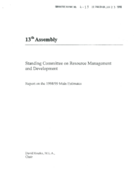 CR 04-13(5) - Report on the 1998/99 Main Estimates