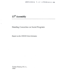 CR 05-13(5) - Report on the 1998/99 Main Estimates