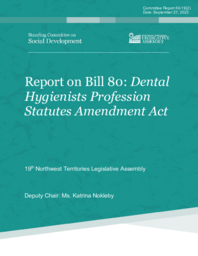 CR 60-19(2) - Report on Bill 80 : Dental Hygienists Profession Statutes Amendment Act