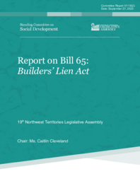 CR 57-19(2) - Report on Bill 65 : Builders’ Lien Act