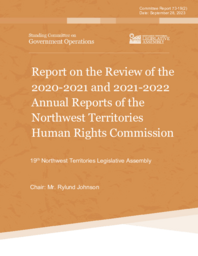 CR 73-19(2) - Report on the Review of the 2020-2021 and 2021-2022 Annual Reports of the Northwest Territories Human Rights Commission