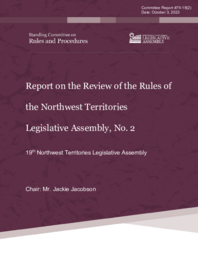 CR 75-19(2) - Report on the Review of the Rules of the Northwest Territories Legislative Assembly, No. 2