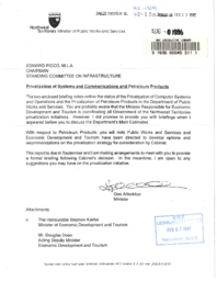 043-13(4) - Letter to Infrastructure Committee Regarding Privatization Initiatives