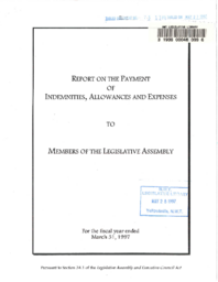 073-13(4) - Annual Report on the Payment of Indemnities, Allowances and Expenses to MLA's Year Ended March 31, 1997