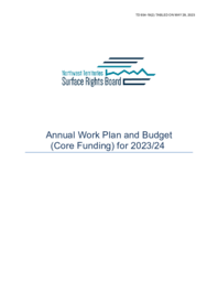 934-19(2) Northwest Territories Surface Rights Board Annual Work Plan and Budget (Core Funding) for 2023/24