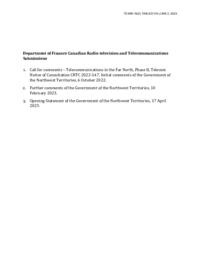 956-19(2) - Department of Finance Canadian Radio-television and Telecommunications Commission Submissions