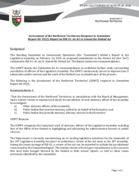 970-19(2) - Government of the Northwest Territories Response to Committee Report 40-19(2): Report on Bill 61:  An Act to Amend the Ombud Act