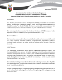 971-19(2) - Government of the Northwest Territories Response to Committee Report 50-19(2):  Strengthening Community Supports, Lifting Youth Voices:  Recommendations on Suicide Prevention