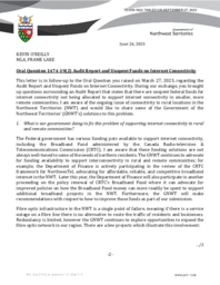 978-19(2) - Follow-up Letter for Oral Question 1474-19(2):  Audit Report and Unspent Funds on Internet Connectivity