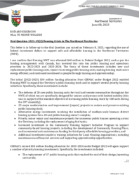 983-19(2) - Follow-up Letter for Oral Question 1321-19(2):  Housing Crisis in the Northwest Territories