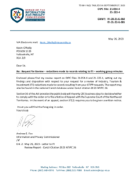 991-19(2) - Information and Privacy Commissioner Review Report and Order, May 26, 2023