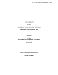 1010-19(2) - Public Accounts of the Government of the Northwest Territories for the Year Ended March 31, 2023 - Section II - Interim Non-Consolidated Financial Statements