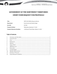 1013-19(2) - Request for Proposals from Environment and Climate Change - NWT 2023 Wildfire Response Review