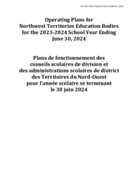 1031-19(2) - Operating Plans for Northwest Territories Education Bodies for the 2023- 2024 School Year Ending June 30, 2024