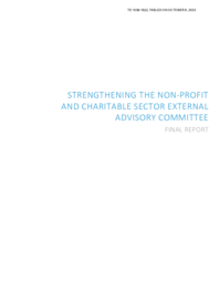 1038-19(2) - Strengthening the Non-Profit and Charitable Sector External Advisory Committee Final Report