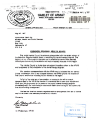 077-13(4) - Letter from Mayor of Arviat re: Dental Therapy Program Cancellation