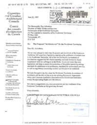 112-13(4) - Letters Regarding the Proposed "Architects Act" for the Northwest Territories