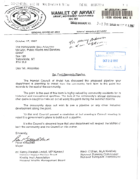 003-13(5) - Letter from the Hamlet of Arviat Regarding the Proposed Fuel Resupply Pipeline