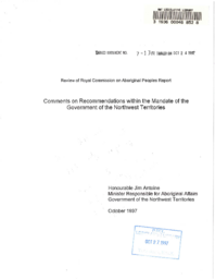 007-13(5) - Comments on Recommendations : Government of the Northwest Territories Review of Royal Commission on Aboriginal Peoples Report