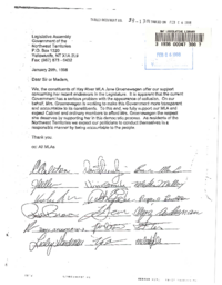 038-13(5) - Letter of Support for Hay River M.L.A. from Hay River Residents