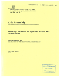 CR 08-12(4) - Final Report on the Elimination of the Highway Transport Board