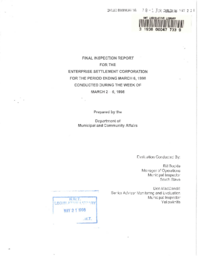 078-13(5) - Final Inspection Report for the Enterprise Settlement Corporation for the Period Ending March 6, 1998 Conducted During the Week of March 2-6, 1998