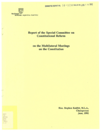 CR 10-12(2) - Report of the Special Committee on Constitutional Reform on the Multilateral Meetings on the Constitution