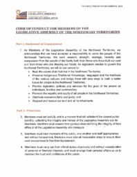 03-20(1) - Code of conduct for Members of the Legislative Assembly of the Northwest Territories