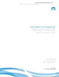 13-20(1) - Interim estimates : operations expenditures : April 1 to June 30, 2024