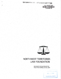 040-15(3) - Northwest Territories Law Foundation Annual Report for the Year Ending June 30, 2001