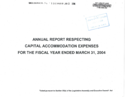 054-15(3) - Annual Report Respecting Capital Accommodation Expenses for the Fiscal Year Ended March 31, 2004