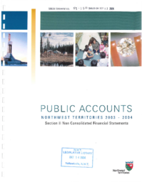 059-15(3) - Public Accounts, Northwest Territories 2003 – 2004 - Section II Non Consolidated Financial Statements