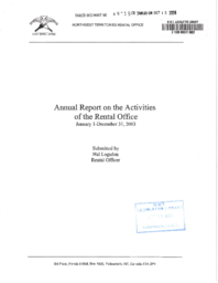 069-15(3) - Annual Report on the Activities of the Rental Office, January I - December 31, 2003