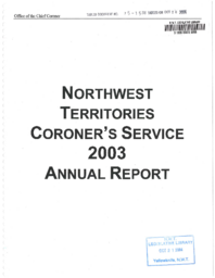 075-15(3) - Northwest Territories Coroner's Service 2003 Annual Report