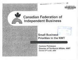 109-15(3) - Canadian Federation of Independent Businesses, Small Businesses Priorities in the NWT