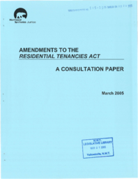 115-15(3) -  Amendments to the Residential Tenancies Act: A Consultation Paper, March 2005