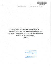 4-15(2) - Minister of Transportation's Annual Report on the Transportation of Dangerous Goods Act (1990) for 2003