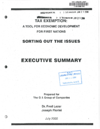 6-15(2) -  Tax Exemption: A Tool for Economic Development for First Nations - Executive Summary