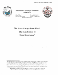 0035-20(1) - We Have Always Been Here : The Significance of Dene Knowledge