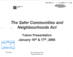 014-15(5) - The Safer Communities and Neighbourhoods Act -  Presentation to the Yukon Government