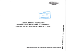 025-15(5) - Annual Report Respecting Member's Indemnities and Allowances for the Fiscal Year Ended March 31, 2006