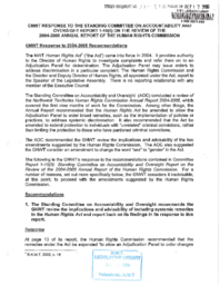 033-15(5) - GNWT Response to the Standing Committee on Accountability and Oversight Report 1-15(5) on the Review of the 2004-2005 Report of the Human Rights Commission