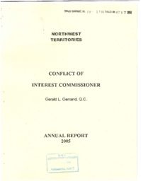 039-15(5) - Northwest Territories Conflict of Interest Commissioner Annual Report 2005