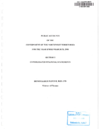 040-15(5) - Public Accounts of the Government of The Northwest Territories for the Year Ended March 31, 2006 - Section I: Consolidated Financial Statements