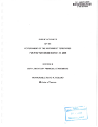 040-15(5) - Public Accounts of the Government of The Northwest Territories for the Year Ended March 31, 2006 - Section III: Supplementary Financial Statements