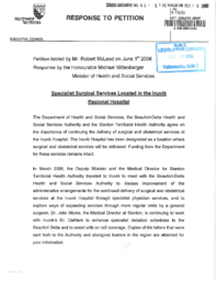 041-15(5) - Response to Petition  1-15(5) Specialist Surgical Services Located in the lnuvik Regional Hospital